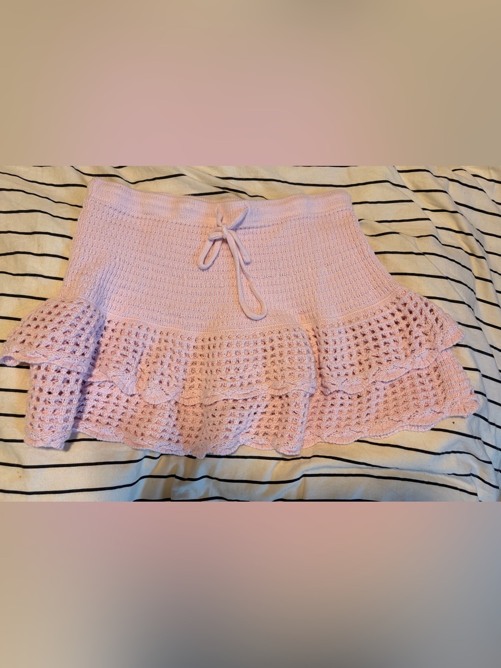 wild fable Pink Crochet Ruffle Mini Skirt